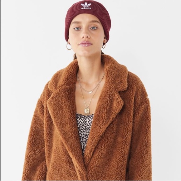 NWOT Urban Outfitters Cognac Brown long teddy coat - Picture 12 of 16